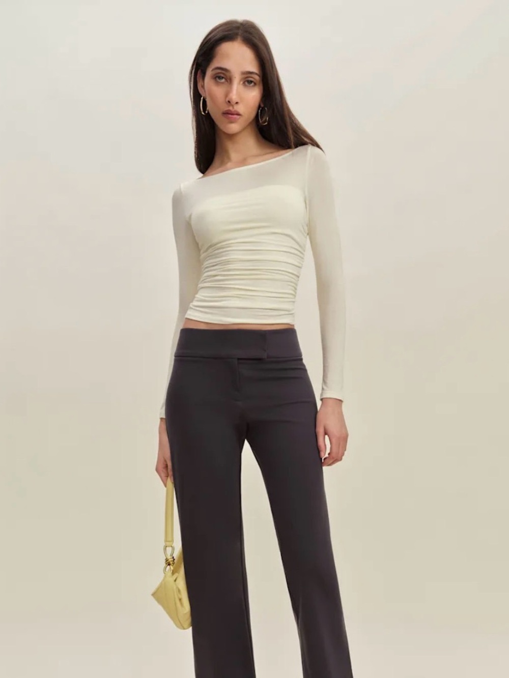 Reformation Julian Knit Top Ivory - Size XL